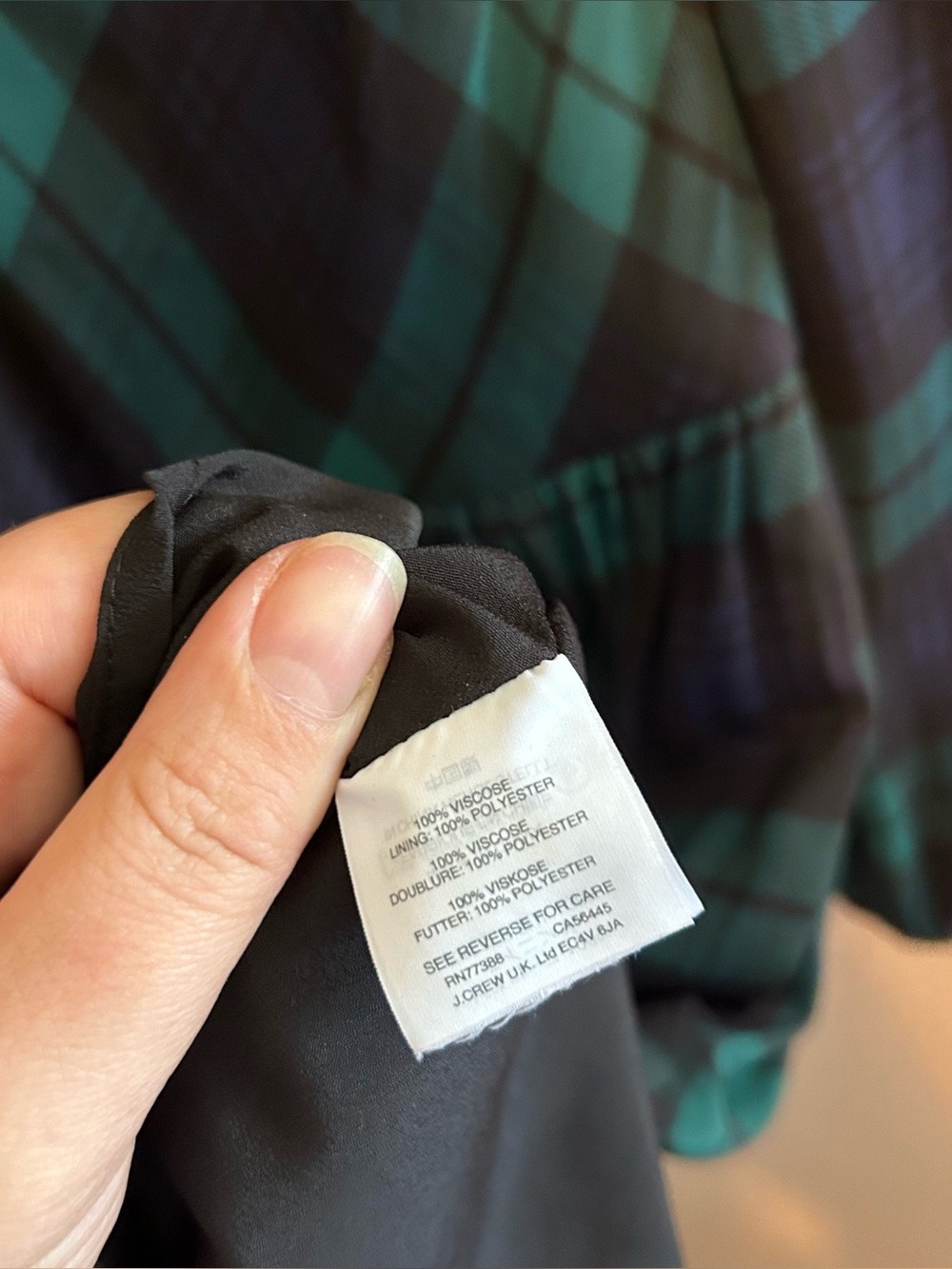 J. Crew Women's Drapey Long-Sleeve Dress Black Watch Plaid Size 10 - Picture 4 of 4
